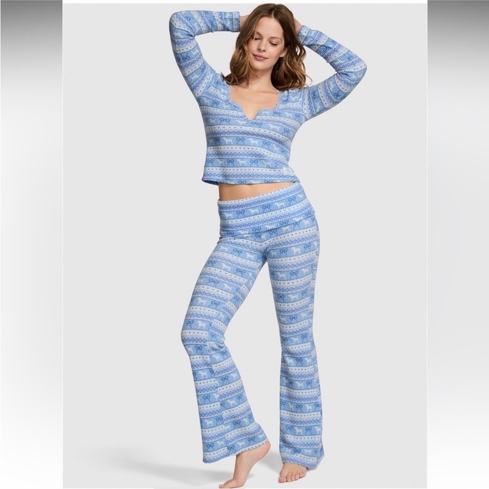 LoveShackFancy X PINK Waffle Knit Pajama Set - Picture 6 of 7